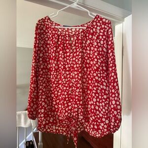 West Kei Red and Cream Blouse